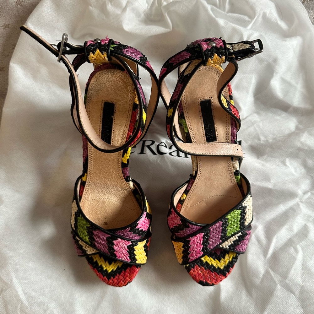 Colorful Raffia Topshop Platforms - Picture 3 of 3